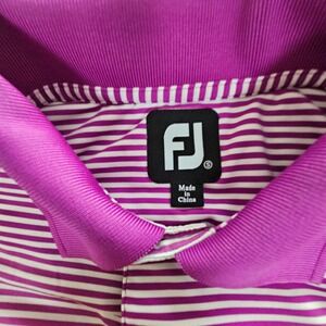 FootJoy Mens Purple White Striped Golf Polo Shirt Roaring Gap Club Size S